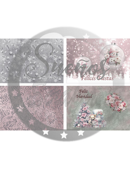 Kit de Postales A6 " Rosa Navidad" HORIZONTAL