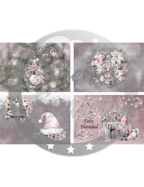 Kit de Postales A6 " Rosa Navidad" HORIZONTAL