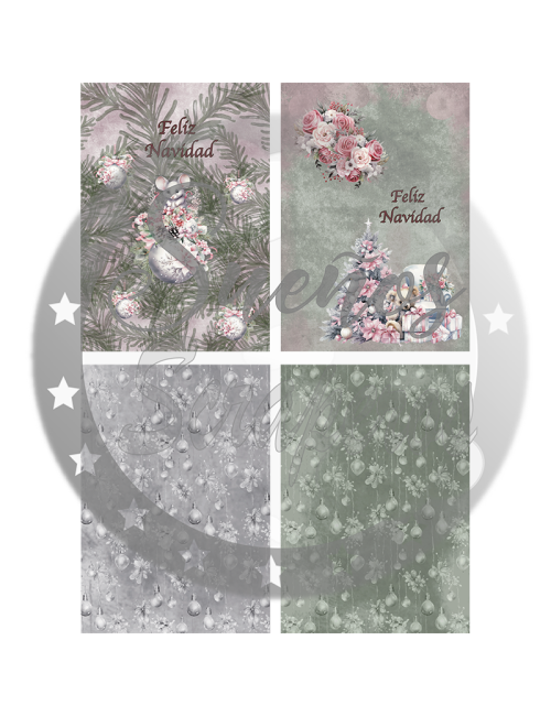 Kit Postales A6 "Rosa Navidad" VERTICAL