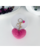 Llavero pompón "Corazón fucsia"