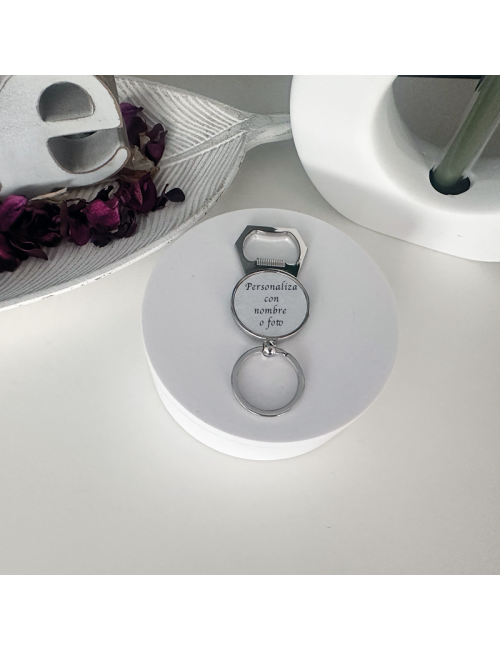 Llavero redondo y abrebotellas para personalizar