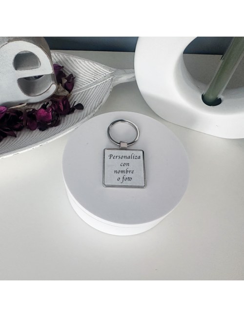Llavero metálico cuadrado para personalizar