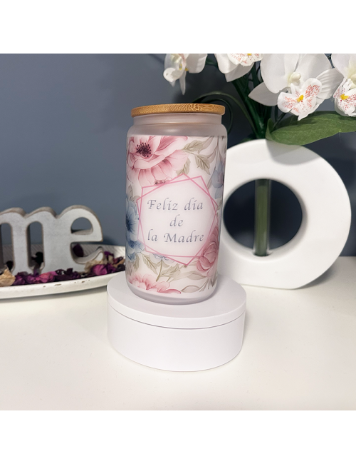 Vaso cristal esmerilado día de la Madre "Flores" - máxima calidad