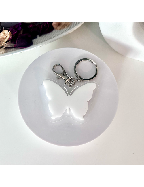 Llavero Metacrilato - "Mariposa Blanca" - para bolso o mochila - Regalo -Original