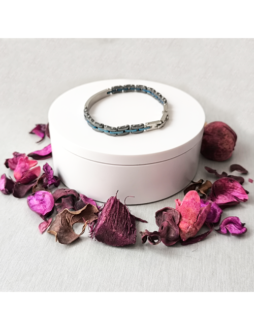 Pulsera - Esclava - Personalizada - Acero hipoalergenico -Metálica de color azul