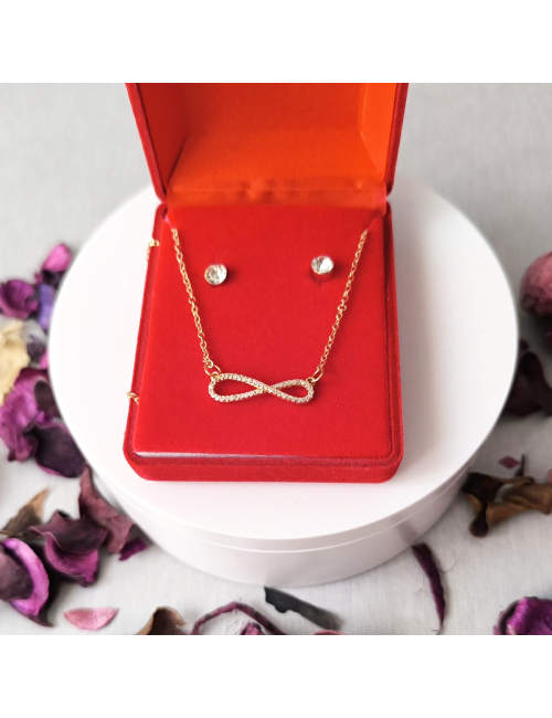 Juego de colgante más pendientes - Acero hipoalergenico - Dorado - Infinito