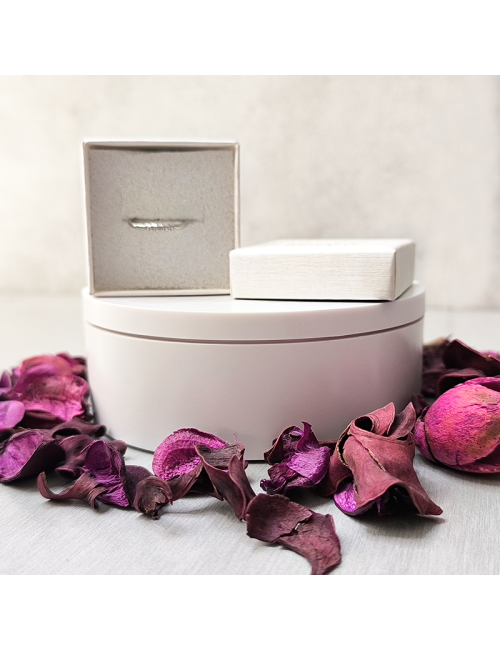 Anillo - Acero Hipoalergenico - Color Plateado - Fino con brillantes