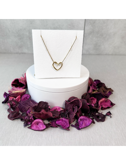 Collar "Corazón Hueco Dorado - Acero - Hipoalergénico - Regalo