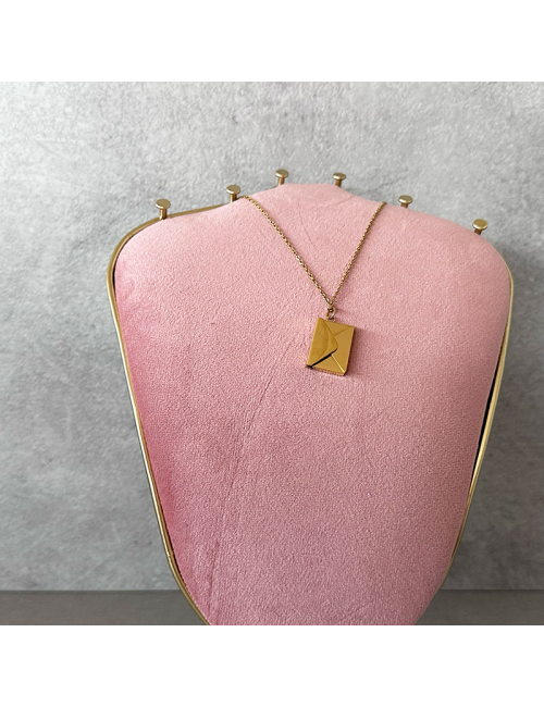 Collar  "Dorado Carta con sobre - Acero - Hipoalergénico - Regalo