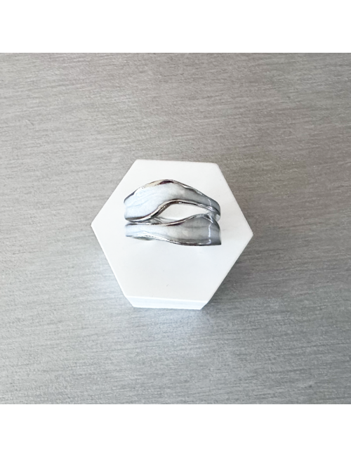 Anillo - Acero Hipoalergénico - Color Plateado Doble