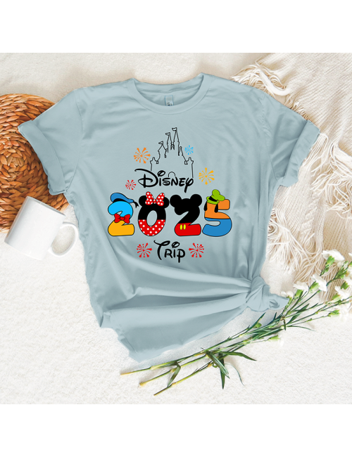 Camiseta manga corta básicas para toda la familia - "Disney 2025 Trip" - Regalo - Disneyland parís