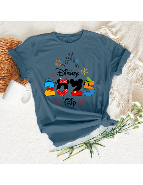 Camiseta manga corta básicas para toda la familia - "Disney 2025 Trip" - Regalo - Disneyland parís