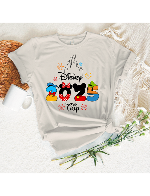 Camiseta manga corta básicas para toda la familia - "Disney 2025 Trip" - Regalo - Disneyland parís