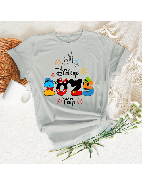 Camiseta manga corta básicas para toda la familia - "Disney 2025 Trip" - Regalo - Disneyland parís