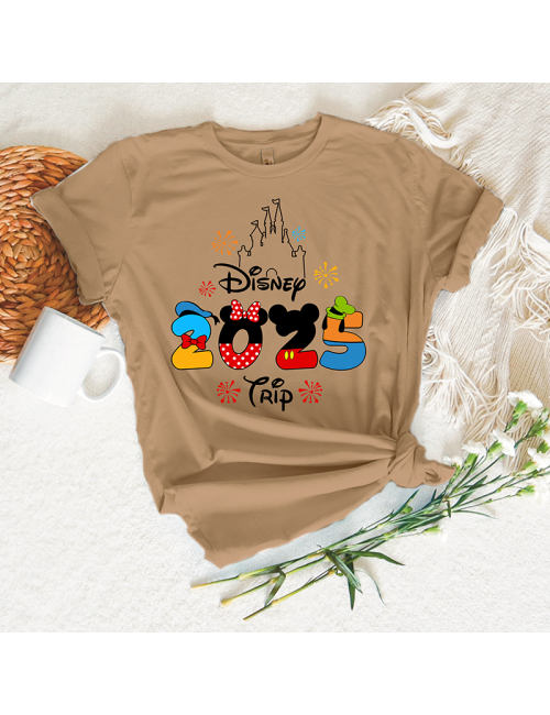 Camiseta manga corta básicas para toda la familia - "Disney 2025 Trip" - Regalo - Disneyland parís