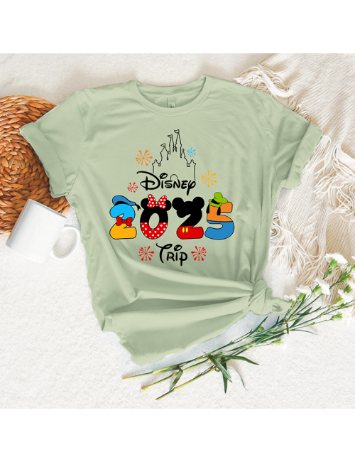 Camiseta manga corta básicas para toda la familia - "Disney 2025 Trip" - Regalo - Disneyland parís