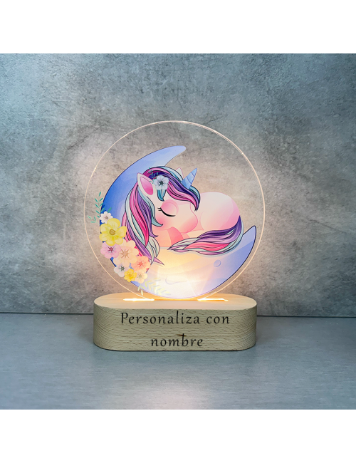 Lámpara luz led - Unicornio - Personalizada con foto - Ilustración - Bebés
