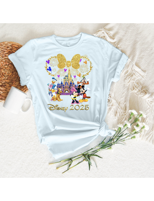 Camiseta manga corta básicas para toda la familia - "Disney Gold Castle " - Regalo - Disneyland parís