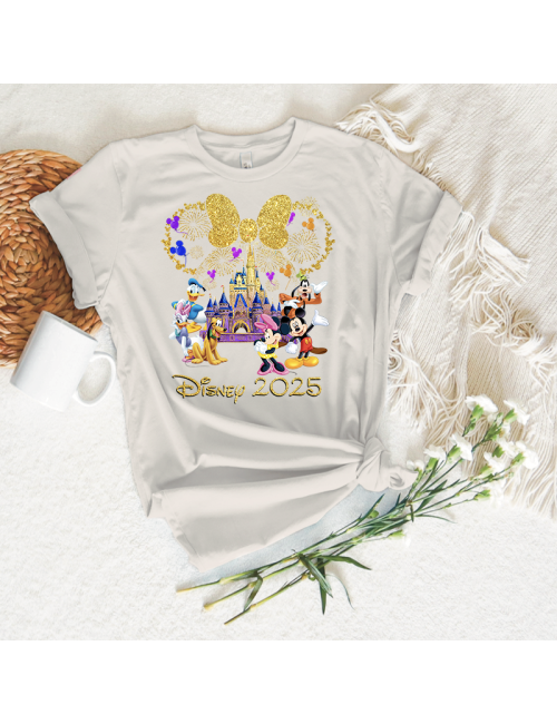 Camiseta manga corta básicas para toda la familia - "Disney Gold Castle " - Regalo - Disneyland parís