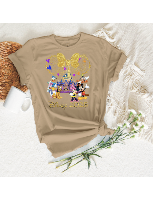 Camiseta manga corta básicas para toda la familia - "Disney Gold Castle " - Regalo - Disneyland parís
