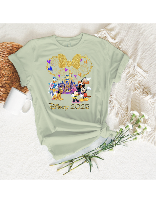 Camiseta manga corta básicas para toda la familia - "Disney Gold Castle " - Regalo - Disneyland parís