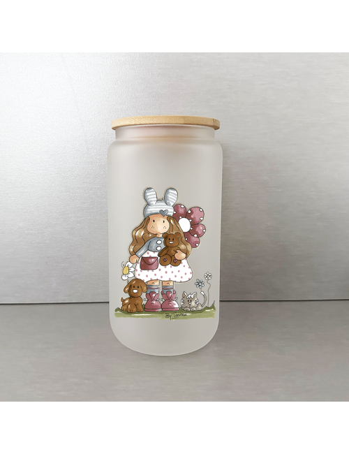Vaso de cristal Opaco "Muñeca Nuria Scrap and tips" - máxima calidad
