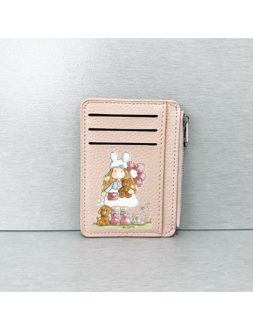 Tarjetero polipiel Rosa - Mujer Muñeca Nuria Scrap and tips - Regalo