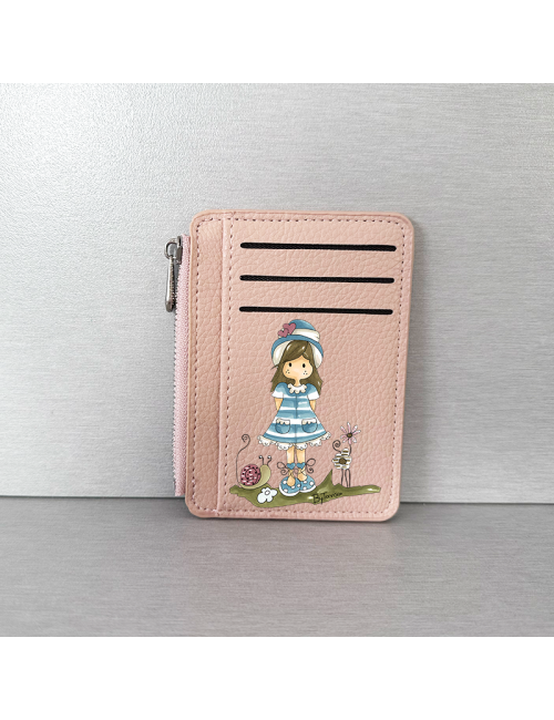 Tarjetero polipiel Rosa - Mujer Muñeca Nuria Scrap Primavera - Regalo