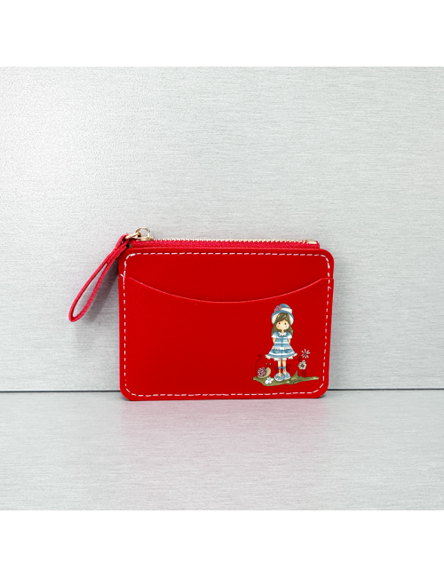 Tarjetero polipiel Rojo - Muñeca Nuria Scrap Primavera - Mujer - Regalo