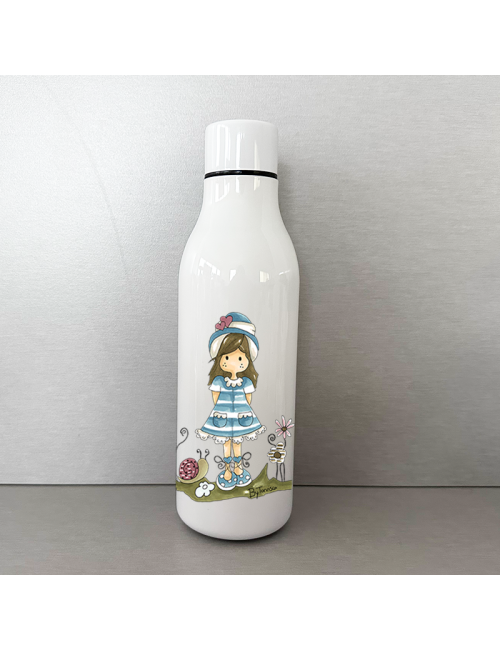 Botella Termo - "Muñeca Nuria scrap Primavera" - Regalo - Original