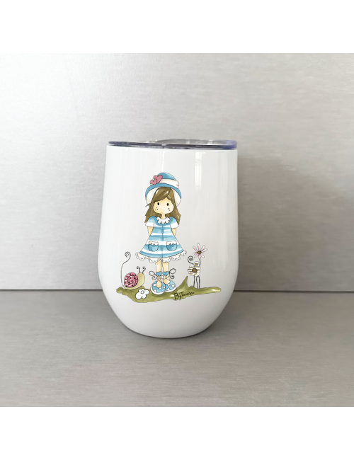 Vaso Termo - "Muñeca Nuria Scrap Primavera" - Regalo Especial - Único