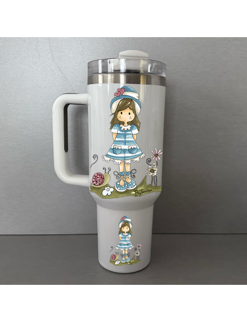 Termo Gigante - "Muñeca Nuria Scrap Primavera" - Regalo - Especial - Único