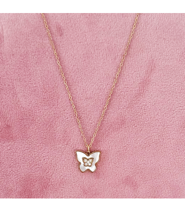 Collar  "Mariposa nacarada - Acero - Hipoalergénico - Regalo - Dorado