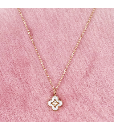 Collar  "Trebol nacarada - Acero - Hipoalergénico - Regalo - Dorado