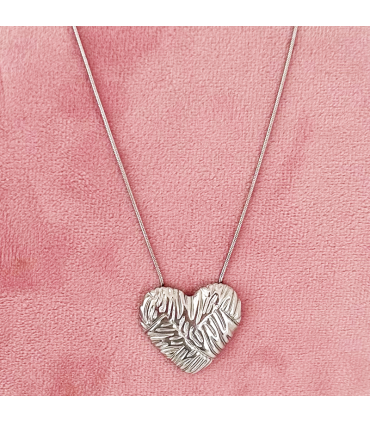 Collar  "Corazón étnico - Acero - Hipoalergénico - Regalo - Plateado
