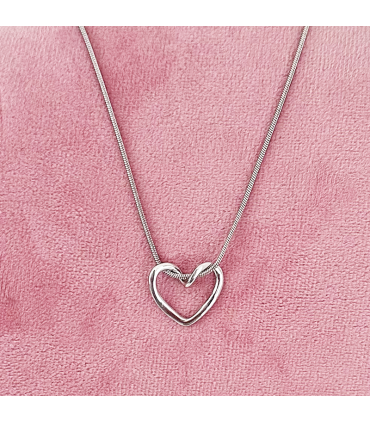 Collar  "Corazón Entrelazado - Acero - Hipoalergénico - Regalo - Plateado