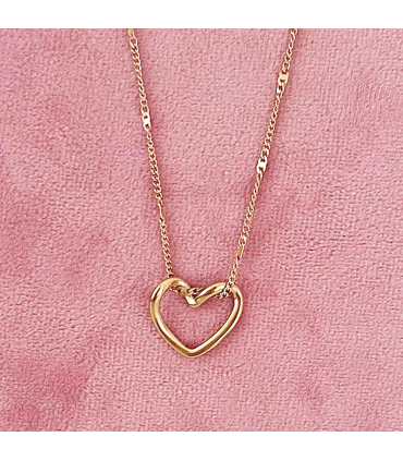 Collar  "Corazón Entrelazado - Acero - Hipoalergénico - Regalo - Dorado