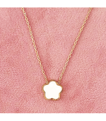 Collar  "Flor nacarada - Acero - Hipoalergénico - Regalo - Dorado