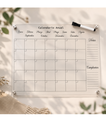 Calendario Anual A3 Pizarra de Metacrilato Transparente ✨