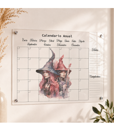 Calendario Anual A4 · Pizarra de Metacrilato Blanco o transparentes personalizada ✨