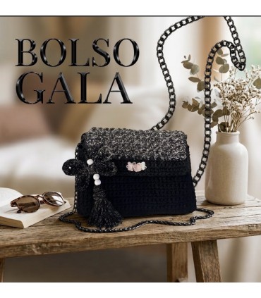 Bolso-Gala negro brillante -crochet