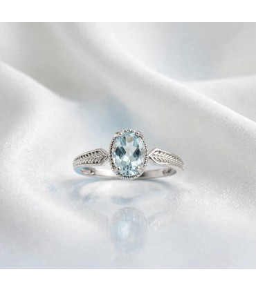 Anillo Topacio Azul Natural - Plata de Ley S925 Hipoalergénica