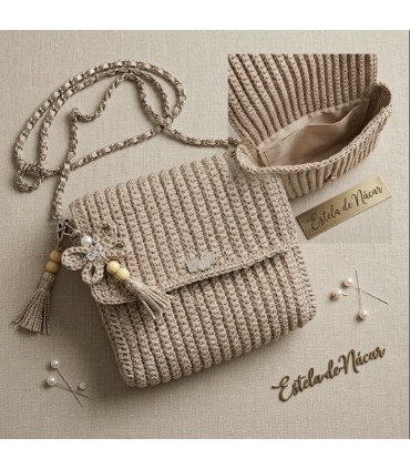 Bolso de Fiesta Artesanal "Estela de Nácar" – Bandolera de Crochet con Hilo Metalizado