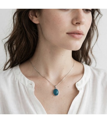 Collar Piedra Natural Ágata Azul - Plata S925