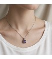 Collar Amatista Natural Morada con halo de circonitas - Plata de Ley 925 - Piedra Certificada