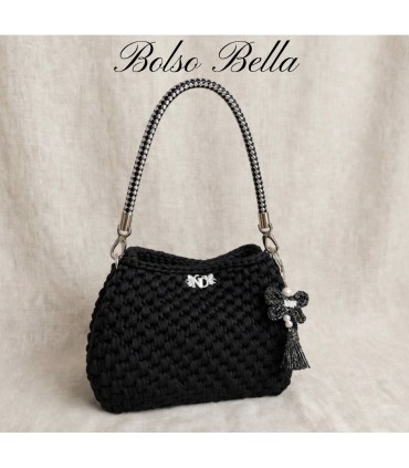 Bolso Bella Negro | Bolso de Crochet Artesanal con Asa Trenzada