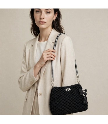 Bolso Bella Negro | Bolso de Crochet Artesanal con Asa Trenzada