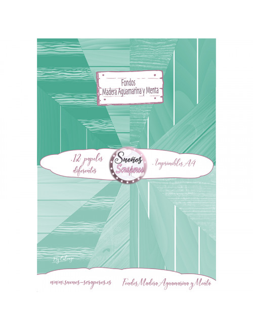 Fondos "Madera Aguamarina y Menta"